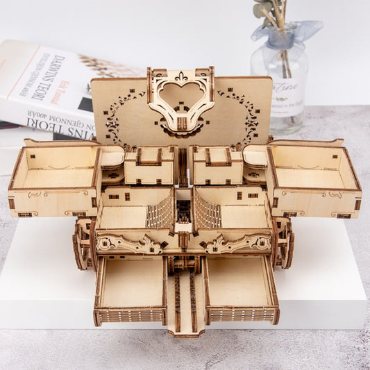 Boîte Antique en Bois avec Engrenages, Modèle Rotatif à Assembler Soi-même, Puzzle 3D Éducatif, Jouet en Bois, Boîte Antique à Engrenages en Bois