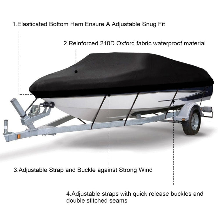 210D Waterproof Boat Cover Speedboat Towed Fishing V-Shaped Boat Cover Rain And Sun Protection Cover, 11-13FT 420x270cm, 14-16FT 530x290cm, 17-19FT 600x310cm, 20-22FT 700x320cm