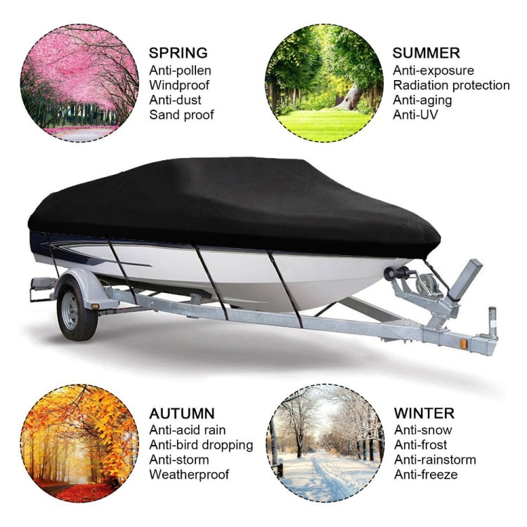 210D Waterproof Boat Cover Speedboat Towed Fishing V-Shaped Boat Cover Rain And Sun Protection Cover, 14-16FT 530x290cm, 17-19FT 600x310cm