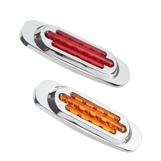 12-24V 2000-4000K 16 LEDs Electroplating Side Lights Side Tail Lights Cargo Truck Modification Light, Red (2 Lines Always Bright), Yellow (2 Lines Always Bright), Red (High and Low Light 3 Lines), Yellow (High and Low Light 3 Lines)