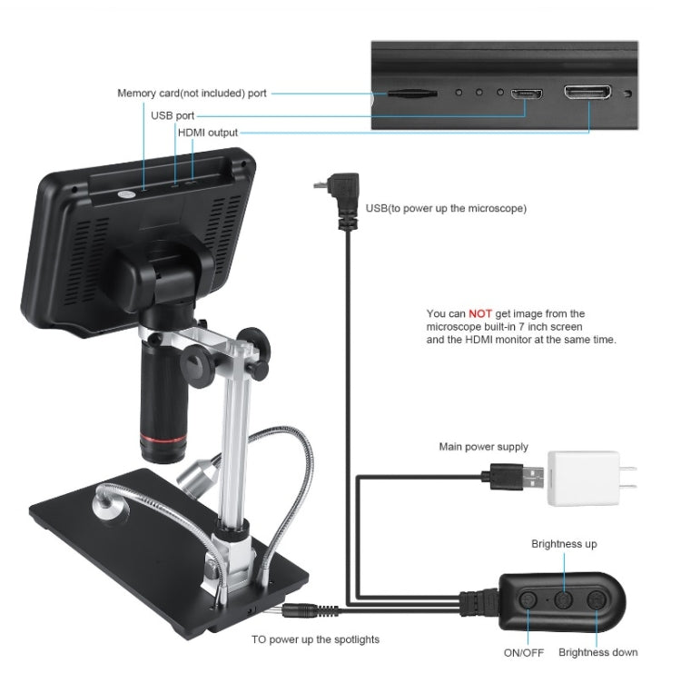 7 Inch 3D Digital Microscope Industrial Overhaul, Watch And Jewelry Appraiser, EU Plug, US Plug