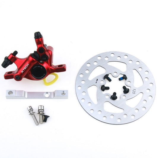 3 in 1 Scooter Modified Hydraulic Brake + 120mm Disc Brake Disc + Modified Seat Set For Xiaomi Mijia M365 Pro, Red Brake + Silver Adapter, Red Brake + Black Adapter, Black Brake + Silver Adapter, Black Brake + Black Adapter