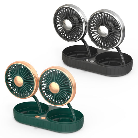 Ventilateur USB de voiture F303 12/24V avec tête oscillante, F303 (Or), F303 (Argent)