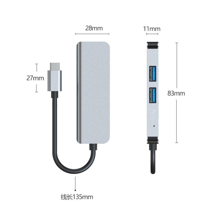 3 In 1 USB-C / Type-C To 4K HDMI + 2 USB 3.0 Ports Multifunctional HUB Docking Station, 3 In 1