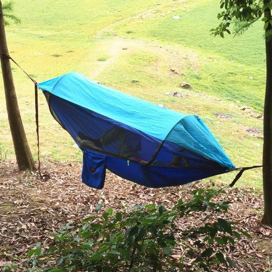 Fallschirmtuch Anti-Mücken Sonnenschutz Mit Moskitonetz Hängematte Outdoor Einzel-Doppelschaukel Off The Ground Aerial Zelt, 250x120cm (Tintengrün / Grasgrün), 250x120cm (Blau / Hellblau), 250x120cm (Schwarz / Orange), 250x120cm (Armeegrün)