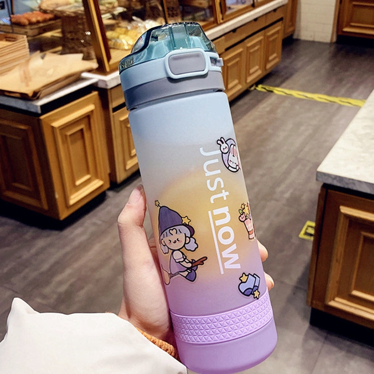 Cartoon Girl Straw Cup Fresh Frosted Gradient Scale Plastic Cup Portable Cup