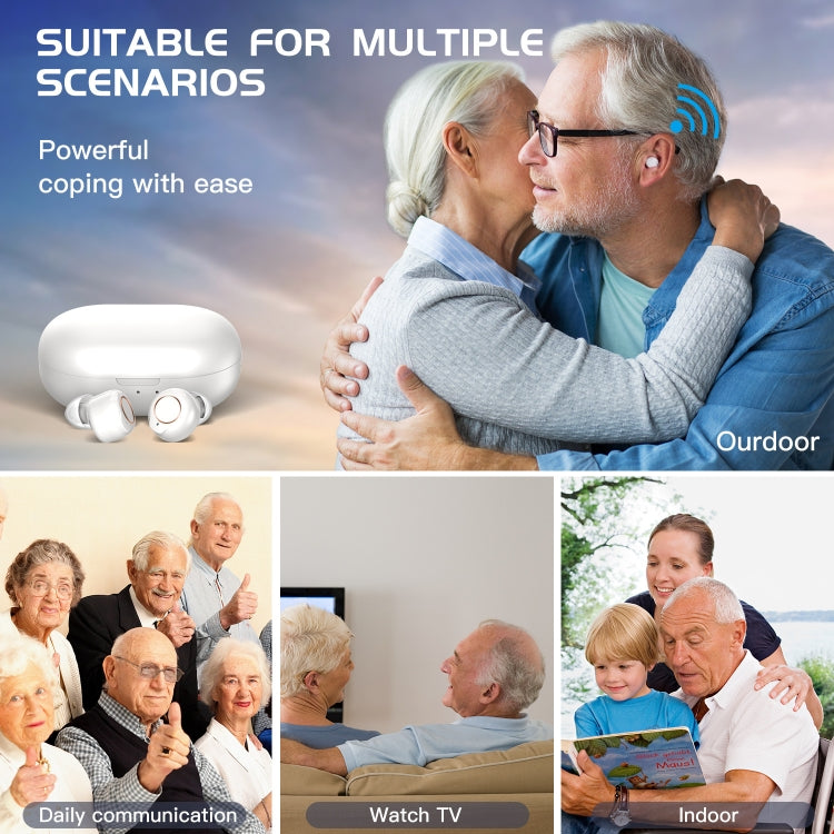 GM-305 Binaural Magnetic Rechargeable Hearing Aid Wireless Bluetooth Elderly Voice Amplifier, GM-305 (Black), GM-305 (White)