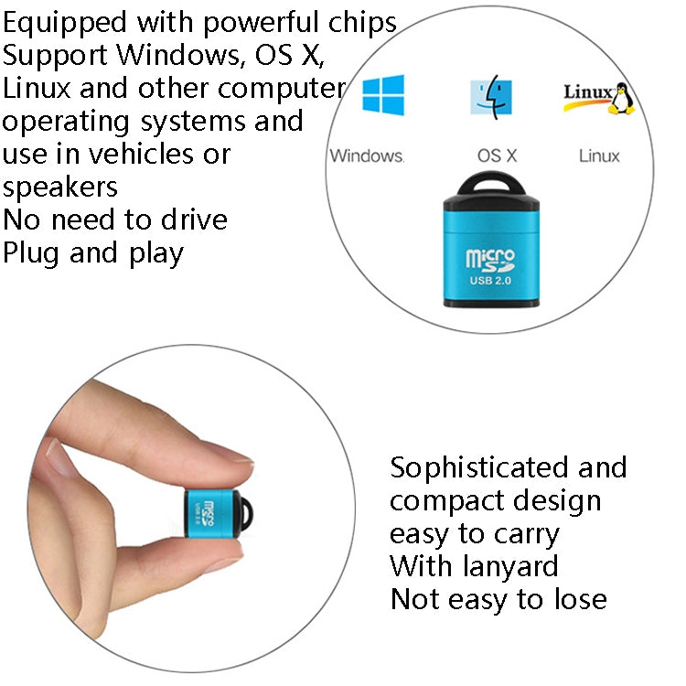 Lecteur de carte TF haute vitesse pour téléphone portable Mini carte Micro SD 480 Mbps Lecteur de carte pour ordinateur et haut-parleur de voiture