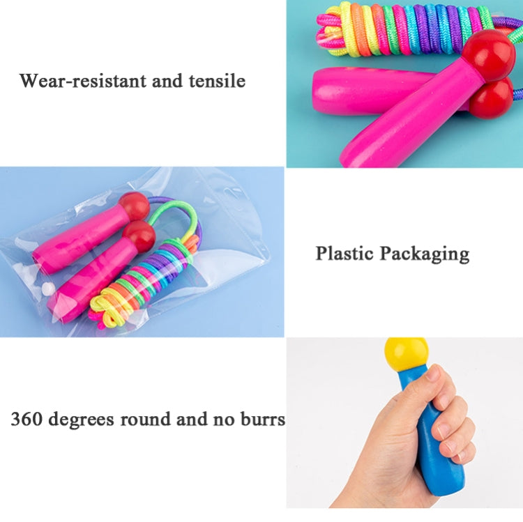 2 PCS 2.4m Enfant Bois Coloré Sauter Corde Sports de Plein Air Étudiants Examen Réglable Sauter Corde, Bleu Marine, Rose, Corde PVC Bleue, Corde PVC Rose