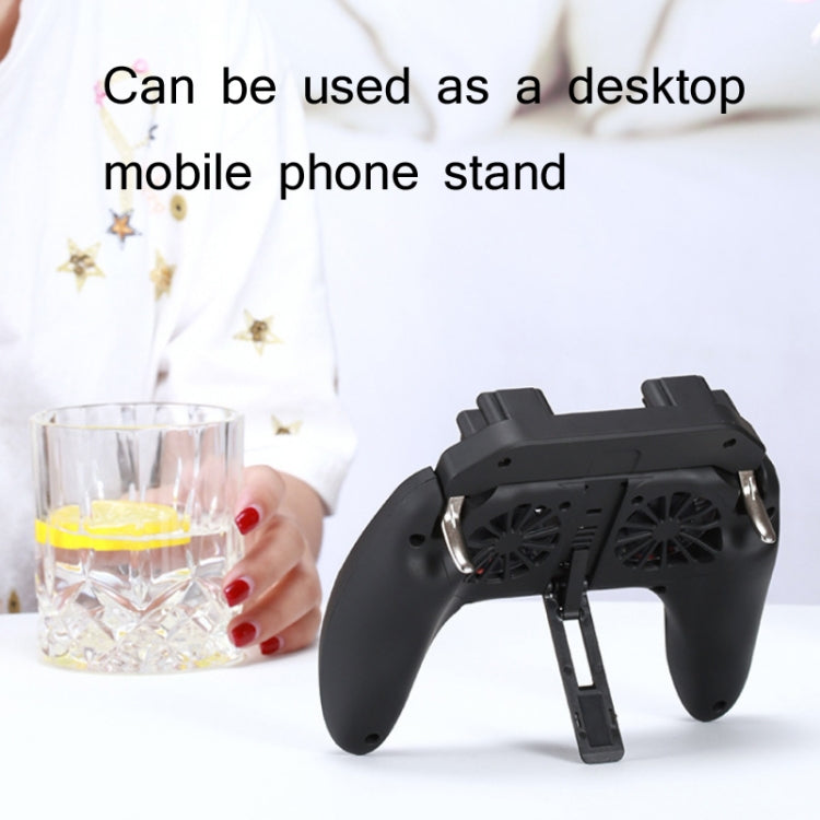 H10 4 in 1 Dual Fan Cooling Gamepad Game Auxiliary Button Grip with Stand & Power Bank Function, Plug-in