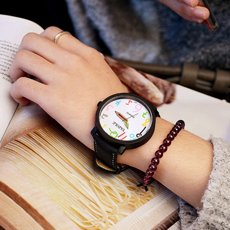 YAZOLE Personality Arabic Numeral Dial Student Watch Quartz Children Watch, 347 White Tray Black Belt, 347 White Tray Brown Belt, 347 Black Tray Black Belt, 347 Black Tray Brown Belt, 329 White Tray Black Belt, 329 White Tray Brown Belt
