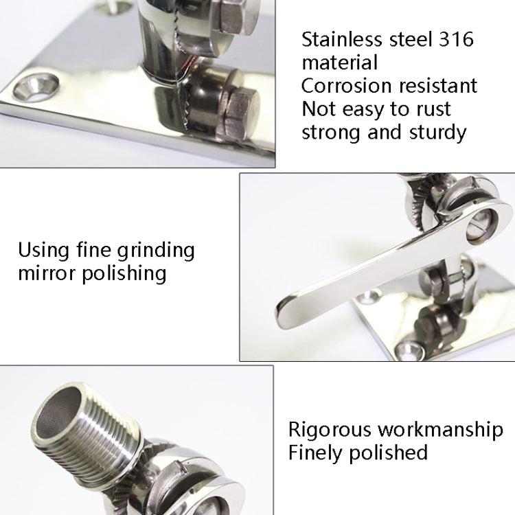 316 Stainless Steel Marine VHF Adjustable Antenna Base Mount For Boat, 92mm