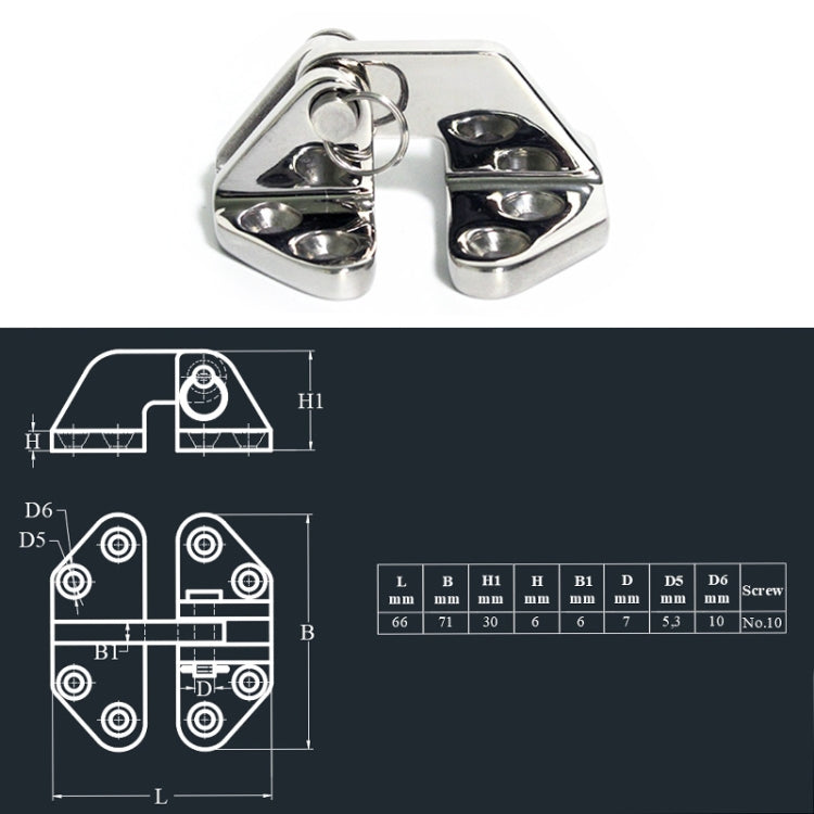 Butterfly Hinge 316 Stainless Steel Ship Accessories, 70 x 68mm