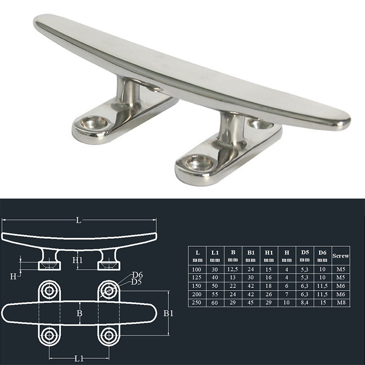 316 Stainless Steel Light-Duty Flat Claw Bolt Speedboat Yacht Ship Accessories, 100mm 4inch, 125mm 5inch, 150mm 6inch, 200mm 8inch, 250mm 10inch