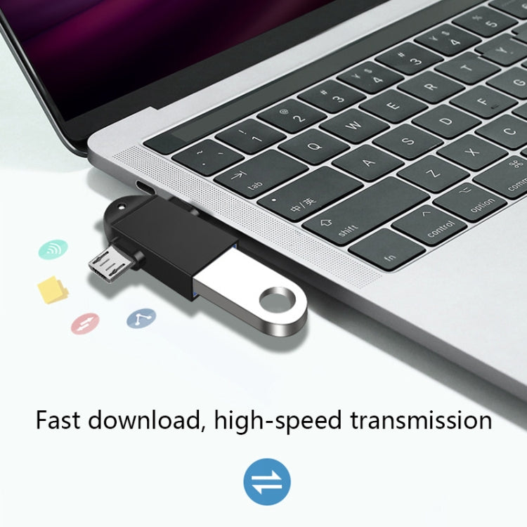 10 PCS LI-09 USB 3.0 Female to USB-C / Type-C + Micro USB Male Multi-Function OTG Adapter with Lanyard