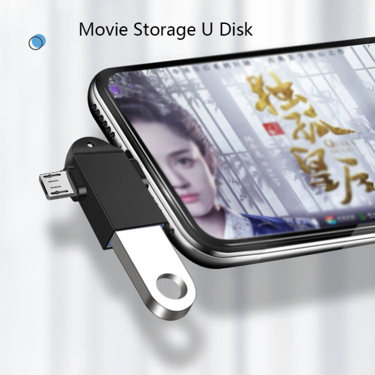 10 PCS LI-09 USB 3.0 Female to USB-C / Type-C + Micro USB Male Multi-Function OTG Adapter with Lanyard