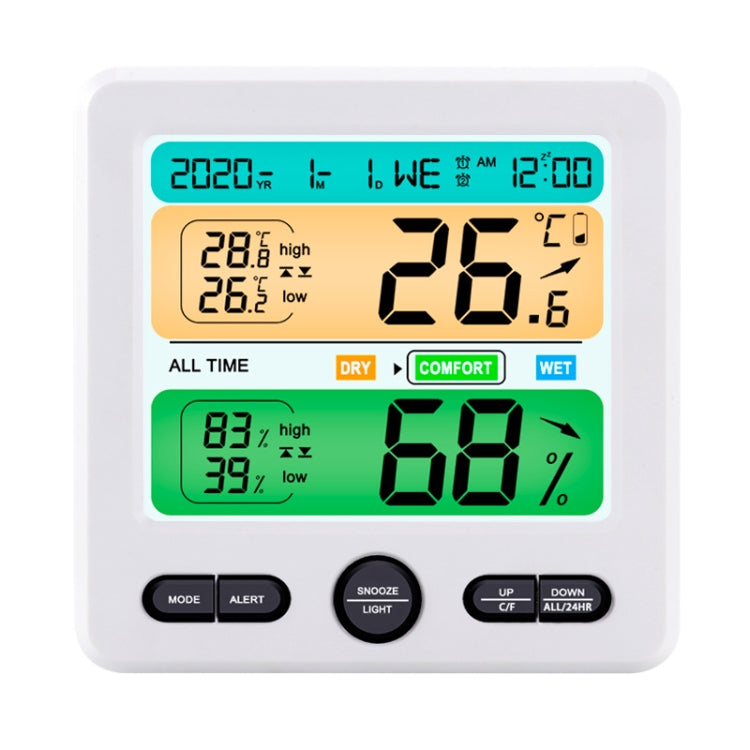 Indoor Color Digital Display Thermometer & Hygrometer Household Large-Screen Electronic Clock, TS-6211-W, TS-6211-B