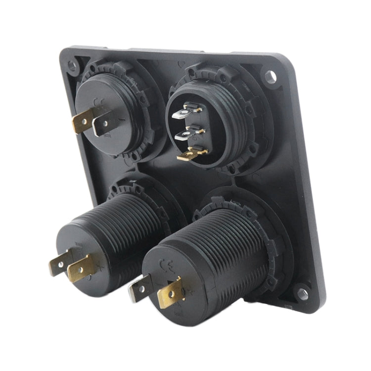 Automobile Motorcycle Ship Modified Universal Dual USB Socket Voltage Measuring Machine Switch 4 In 1 Combined Panel, P15+D3+Y2+K5
