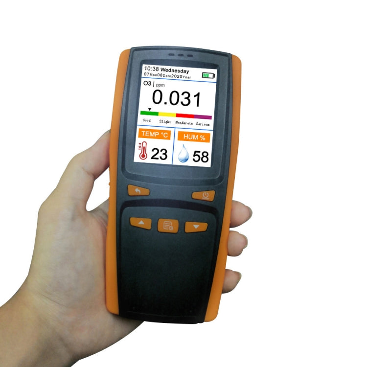 DM509-O3 Handheld Portable Ozone Analyzer O3 Ozone Gas Detector Intelligent Sensor Ozone Meter, Black Orange