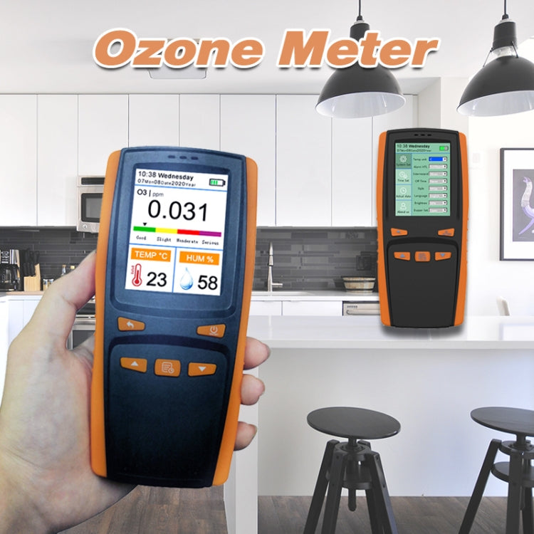 DM509-O3 Handheld Portable Ozone Analyzer O3 Ozone Gas Detector Intelligent Sensor Ozone Meter, Black Orange