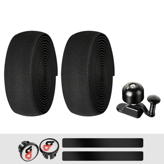 WEST BIKING YP1602782 Bicycle Bells With Supernouncing EVA Back Rubber Band Bell Combination Set, Black Tape + Black Bell, Red Tape + Black Bell, Colored Tape + Black Bell, White Black Gray Tape + Black Bell