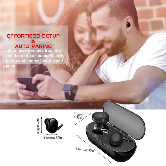 Y30 Wireless Bluetooth Headset 5.0 In-Ear Mini Earphone, Black