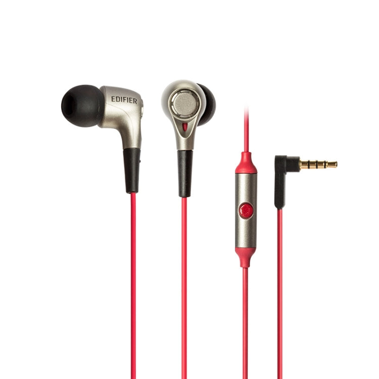 Edifier H230P In-Ear Subwoofer 3.5mm Wire-Controlled Sports Earphone With Microphone, Cable Length:1.3m, Black, Red