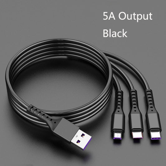 2 PCS ZZ034 USB To 8 Pin + USB-C / Type-C + Micro USB 3 In 1 Fast Charging Cable, Style:, 5A Super Fast-Black, Mini-Silver, Mini-Red, Mini-Blue, Mini-Black