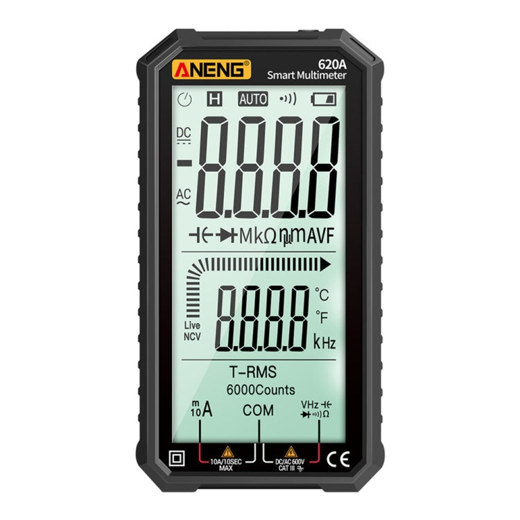 ANENG 620A Full Screen Smart Digital Multimeter, Black, Red