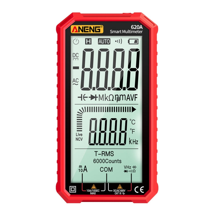 ANENG 620A Full Screen Smart Digital Multimeter, Black, Red
