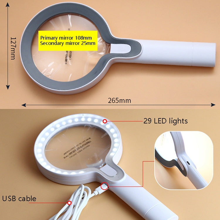 XT-8013 With 29 LED Lights 3 Gelling Touch Switch Magnifier 2 Times / 13 Times Hand-Held Magnifying Glass, XT-8013 (White+Gray), XT-8013(White+Dark Blue)