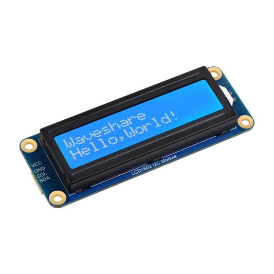 Waveshare 23991 LCD1602 I2C Module, White with Blue Background, 16x2 Characters, 3.3V/5V, 23991