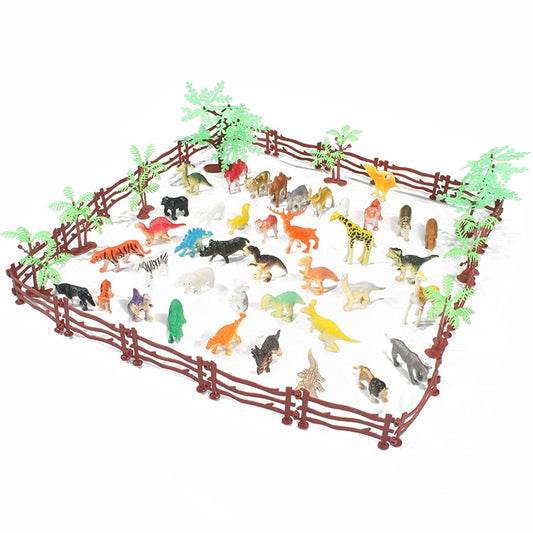 68 en 1 Kit de Jouets de Simulation Mini Zoo Modèles Solides de Dinosaures, 68 en 1 Modèles de Dinosaures