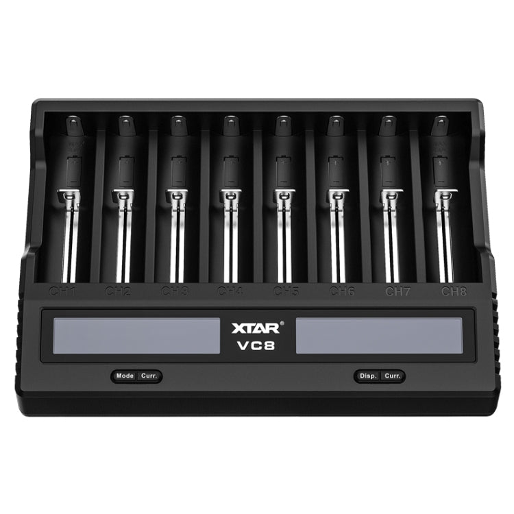 XTAR 8-Slot Battery Charger LCD Display Charger QC3.0 Type C Fast Charger for 21700 / 18650 Battery, VC8