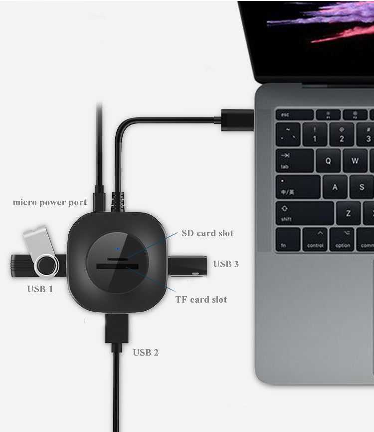 3 x USB Port + TF/SD Card Reader Computer Notebook High-Speed Hub Splitter, H25-2.0, H25-3.0