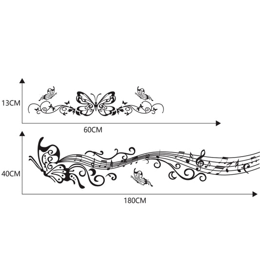 D-347 Butterfly Note Car Sticker Sheet Music Waist Line Body Sticker, D-347