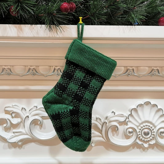 Pendentif décoration de Noël en tricot, sac cadeau de bonbons en acrylique pour enfant, rouge, vert, blanc