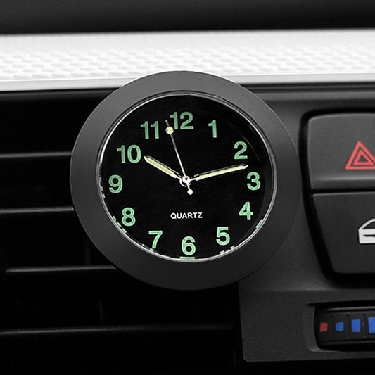Auto Uhr Nachtlicht Elektronische Uhr Auto Dekoration Quarz, silberner Rand, schwarzer Rand
