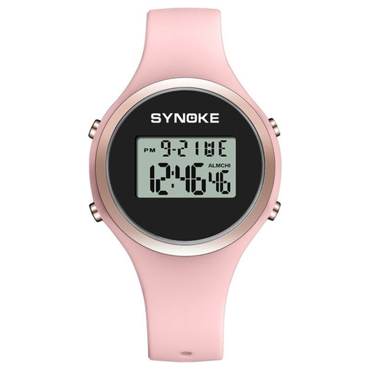 SYNOKE 9108 Student Silicone Strap Electronic Watch, Black, Pink
