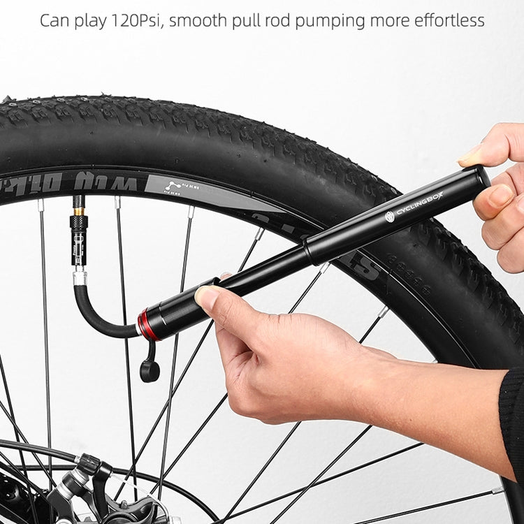 CYCLINGBOX BG-1044 Bicycle Aluminum Portable High Pressure Air Pump Universal Nozzle, CYCLINGBOX BG-1044(Black)