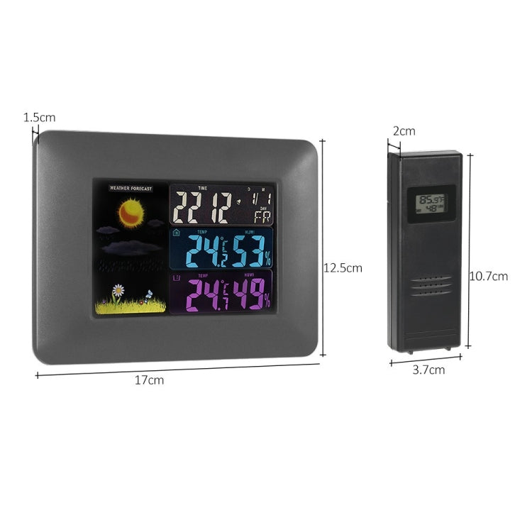 Multifunctional Indoor And Outdoor Temperature And Humidity Meter Colorful Screen Weather Clock, TS-A97-EU EU Plug, TS-A97-US US Plug