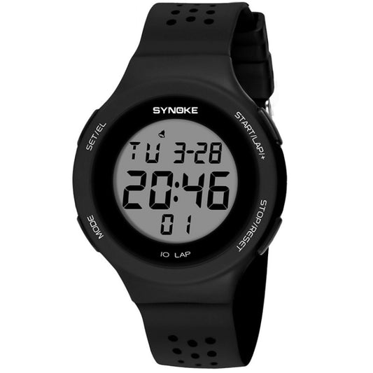 SYNOKE 67866 Swimming Waterproof Porous Breathable Silicone Strap Sports LED Electronic Watch, Black Green, Gray, Sapphire, Black, Yellow