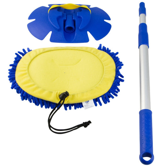Brosse de nettoyage rotative télescopique à rouleau en chenille, bleu roi