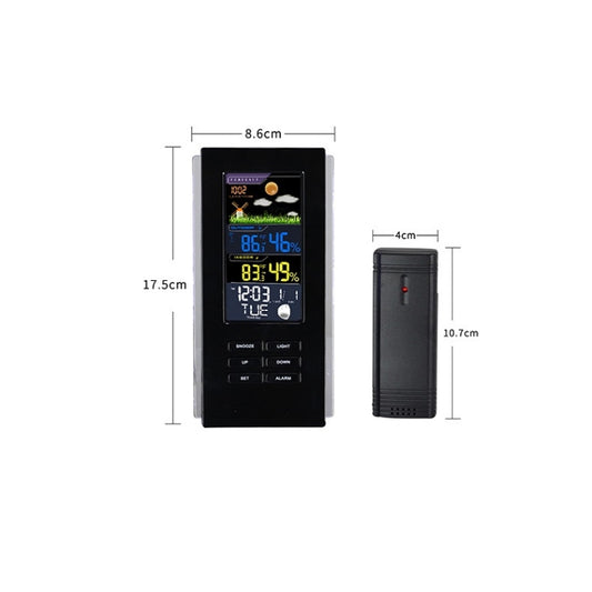 Wireless Colorful Screen Indoor And Outdoor Temperature Humidity Meter Barometer Smart Digital Electronic Clock With Backlight, TS-74-B-US, TS-74-W-US