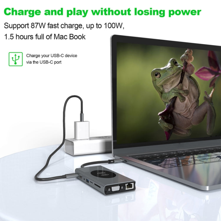 BX15W USB HUB Type-C Docking Station with Wireless Charge Function, BX15W