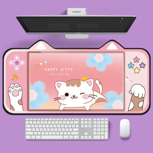 Cute Cat Ear Computer Keyboard Desk Pad Mouse Pad, 400 x 800 x 3mm, 400 x 800 x 2mm