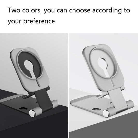 Magsafe Wireless Charging Stand Aluminum Alloy Folding Desktop Live Bracket, Silver, Dark Gray