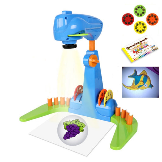 Tableau d'écriture et de dessin à projection multifonctionnel pour enfants, sans stylo aquarelle, bleu, violet