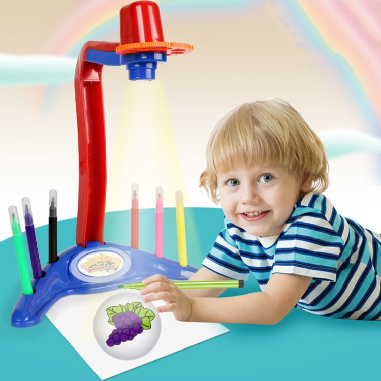 Tableau d'écriture et de dessin multifonctionnel pour enfants avec lampe de projection, sans stylo aquarelle, bleu, rouge