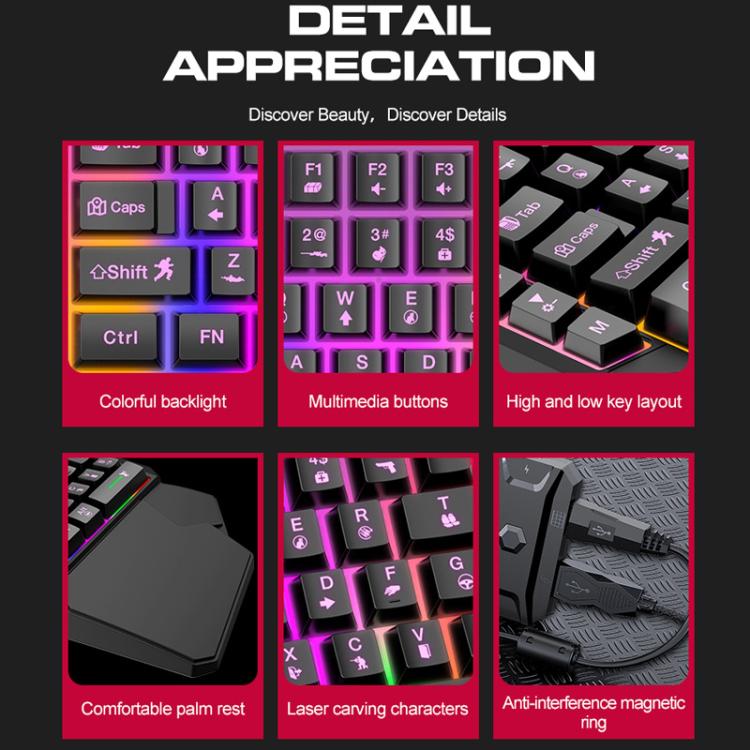 T-WOLF Mobile Gaming One-Handed Keyboard,Specification:, T19 Keyboard, TF-900 Set, Keyboard + Mouse + Throne